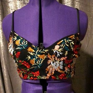 Floral Embroidered Crop Top